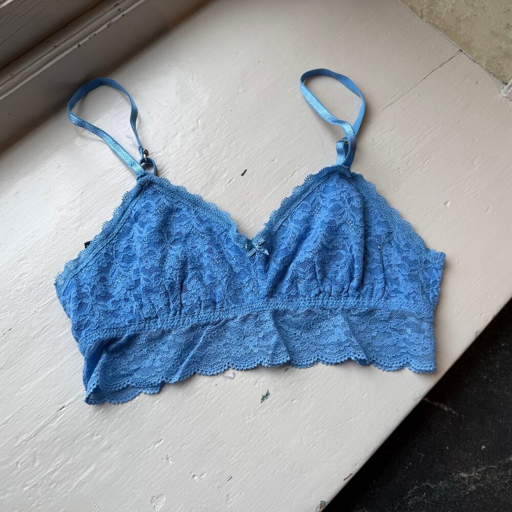 Aerie Blue Lace Longline Bralette Size M